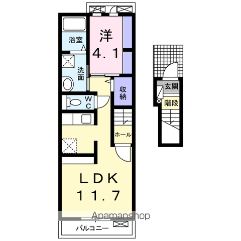 アモーレ今津Ⅰ(1LDK/2階)の間取り写真