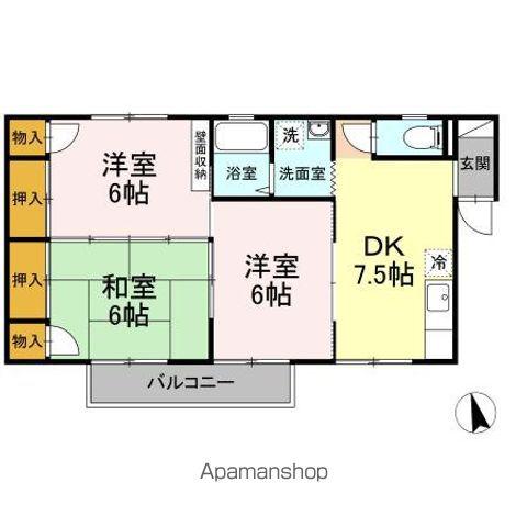 ツインクル中田(3DK/2階)の間取り写真