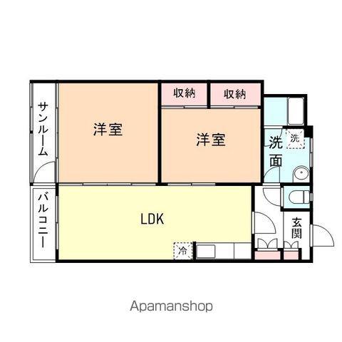 ドミールサニー木津(2LDK/3階)の間取り写真