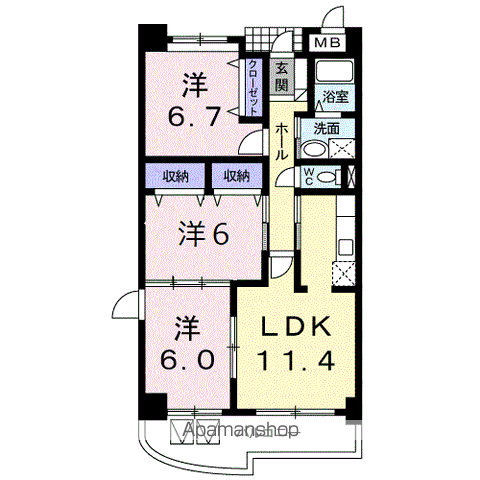 グランデ城南(3LDK/3階)の間取り写真