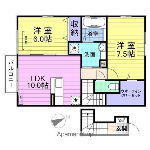 UNITY Α(2LDK/1階)の間取り写真