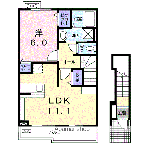 ラ・ルーチェⅠ(1LDK/2階)の間取り写真