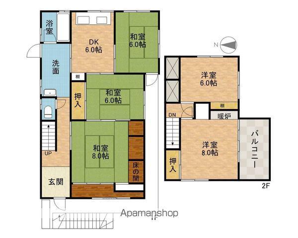 東海道本線 高槻駅 バス乗車時間:14分 松ヶ丘バス停で下車 徒歩4分 2階建 築50年(5DK)の間取り写真