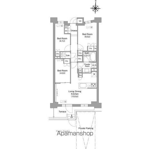 コンフォリア・リヴ八坂富士見(3LDK/1階)の間取り写真