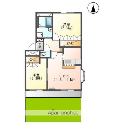 ヒルクレストⅡ(2LDK/1階)の間取り写真