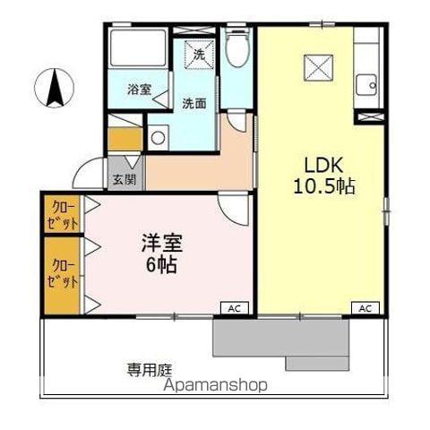 ラ・テールA(1LDK/1階)の間取り写真