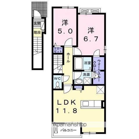 グランデ シーナⅣ(2LDK/2階)の間取り写真