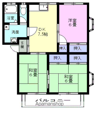 コンフォートK(3DK/2階)の間取り写真