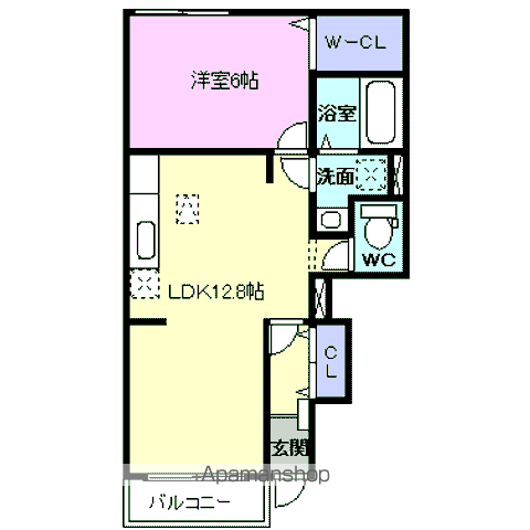 スカイハイツ22(1LDK/1階)の間取り写真