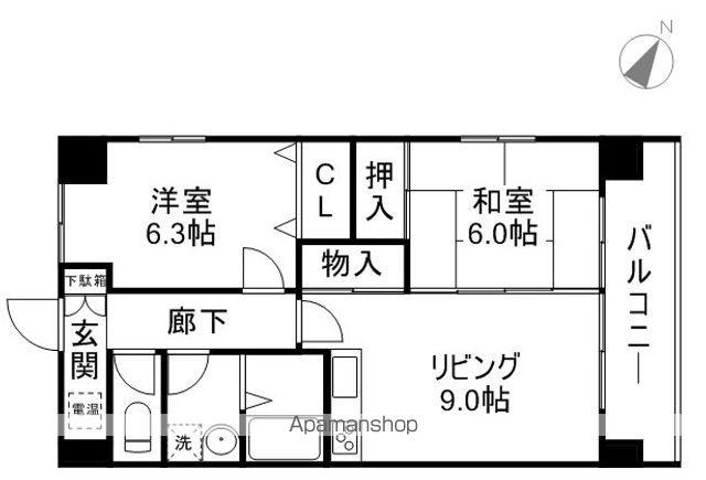 ドマーレ清水(2LDK/2階)の間取り写真