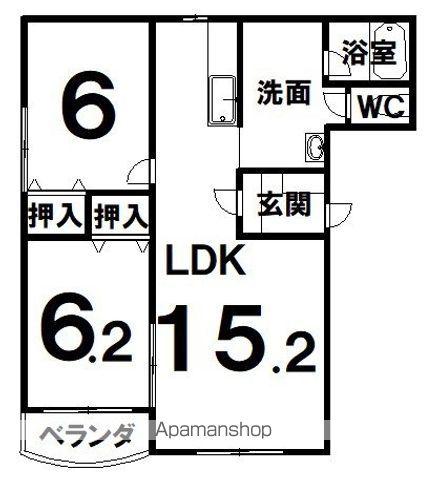 ピュアライフ林原(2LDK/1階)の間取り写真