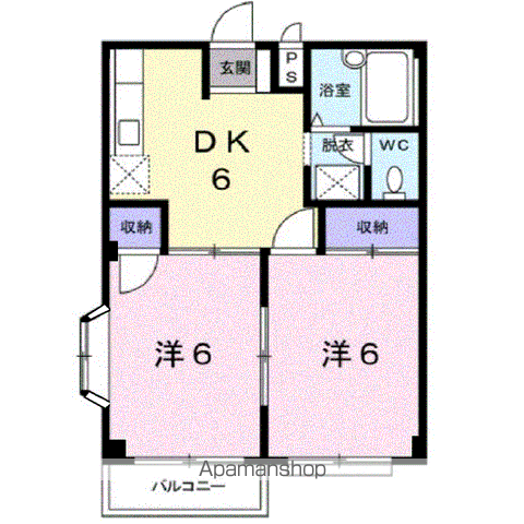 千田ハイツ(2DK/2階)の間取り写真