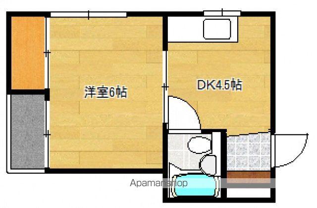 福島ビル(1DK/4階)の間取り写真