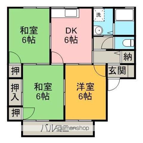 コーポK(3DK/2階)の間取り写真