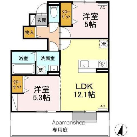 鹿児島本線 川内駅(鹿児島) 徒歩21分 2階建 築4年(2LDK/1階)の間取り写真