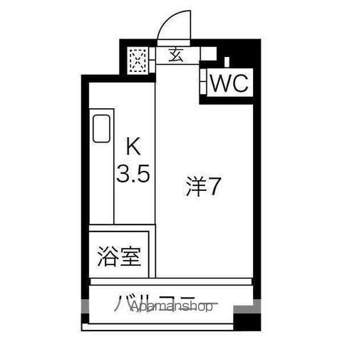 クレイタスパークⅢ(ワンルーム/2階)の間取り写真
