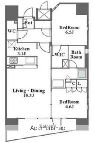 ラ・ヴィータ葵(2LDK/13階)の間取り写真