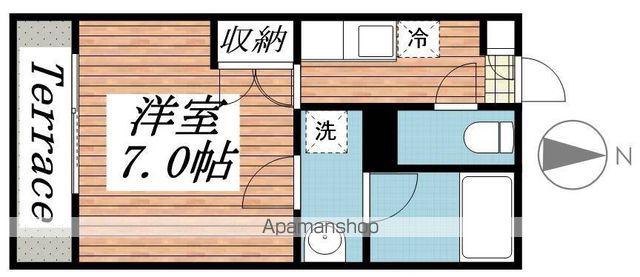 クレフラスト愛宕橋B(1K/2階)の間取り写真