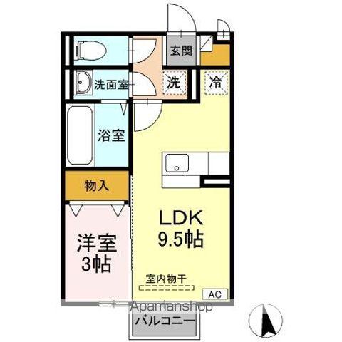 プレインF(1LDK/1階)の間取り写真