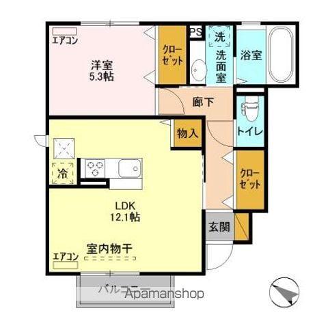 LESPOIR(1LDK/1階)の間取り写真