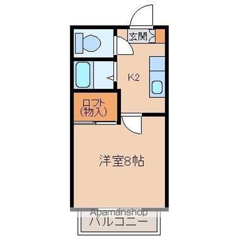コーポシャルマンⅢ(1K/2階)の間取り写真