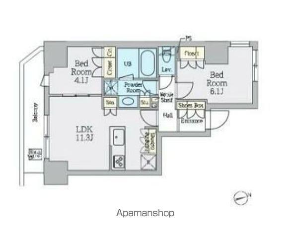 クレストコート上野(2LDK/9階)の間取り写真