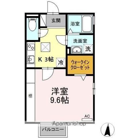 ウエストベル(1K/1階)の間取り写真