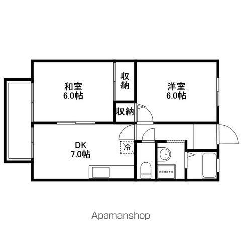 フォブール那珂川(2DK/1階)の間取り写真