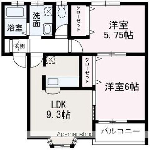 セレーブル(2LDK/1階)の間取り写真
