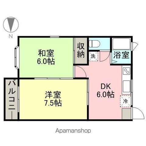 メゾンファミールⅡ(2DK/1階)の間取り写真