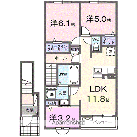 アルバ A(3LDK/2階)の間取り写真