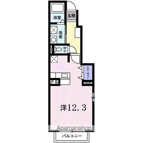 ツインエクセルⅡ(ワンルーム/1階)の間取り写真