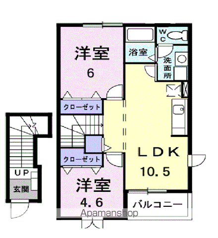 エスペランスWATANABE(2LDK/2階)の間取り写真