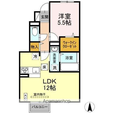 BELLE FLEUR(1LDK/1階)の間取り写真