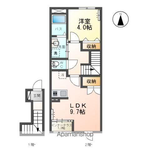 永井川アパートB棟(1LDK/2階)の間取り写真