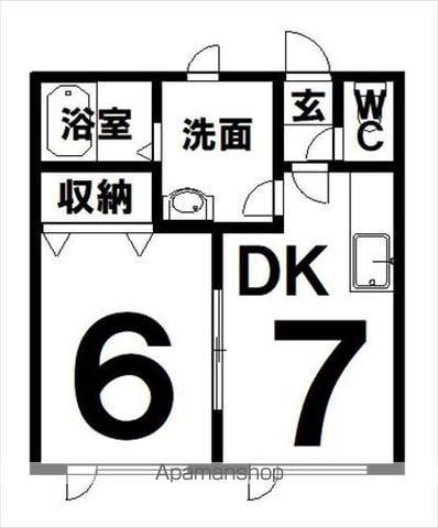 ロベリア(1DK/2階)の間取り写真