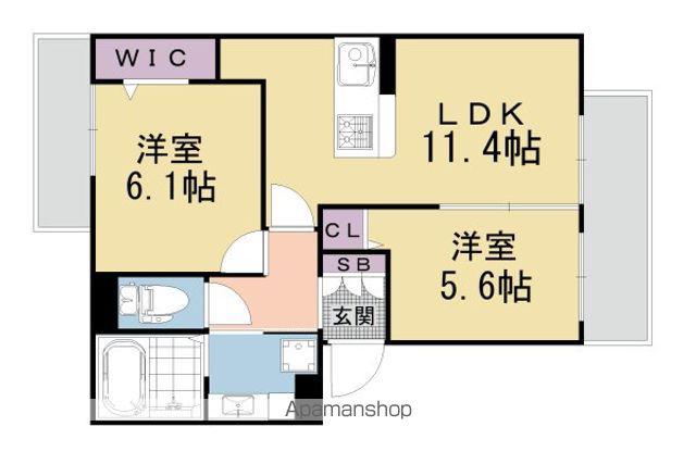 グランスタ花山(2LDK/3階)の間取り写真