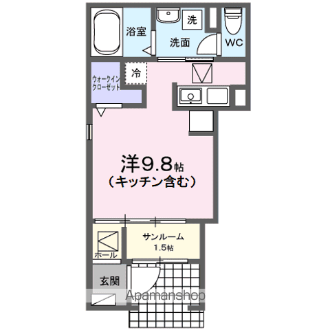レジデンス KIDA-C(ワンルーム/1階)の間取り写真