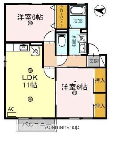 コーポはおりや A棟(2LDK/2階)の間取り写真