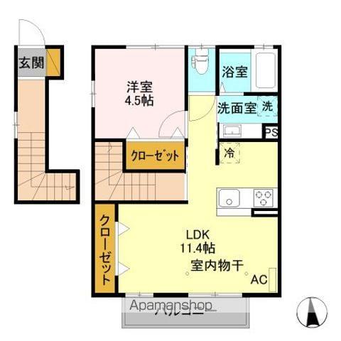 CASA DE CORAL(1LDK/2階)の間取り写真