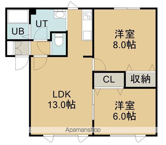 ハウスコンフォートB(2LDK/2階)の間取り写真
