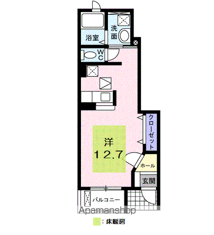 プレセティア(ワンルーム/1階)の間取り写真