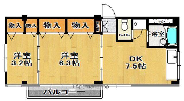 メゾンキャンパスⅡ(2DK/3階)の間取り写真