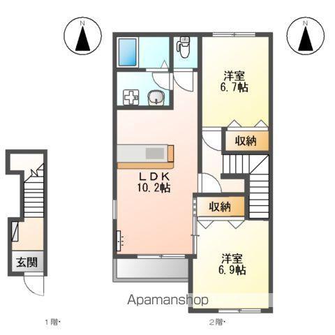 フォルゴットながら(2LDK/2階)の間取り写真