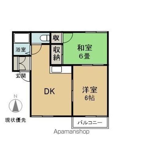 アトウレアプリコット(2DK/1階)の間取り写真