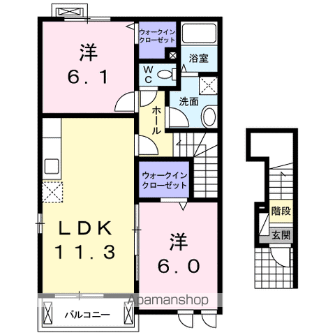 ベルソレイユ(2LDK/2階)の間取り写真