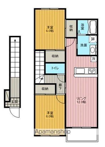 ベネメゾン中坪(2LDK/2階)の間取り写真