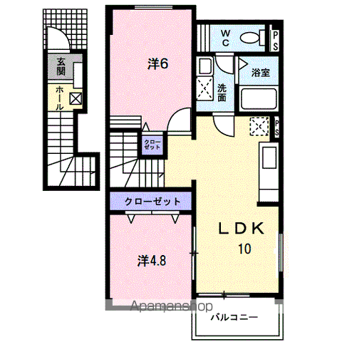 エントランス弐番館(2LDK/2階)の間取り写真