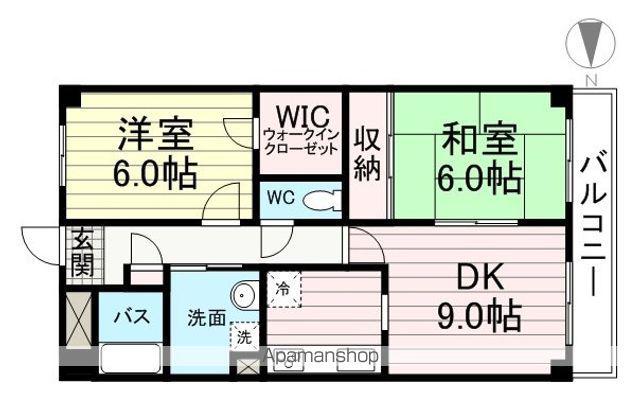 プリムヴェール(2DK/2階)の間取り写真