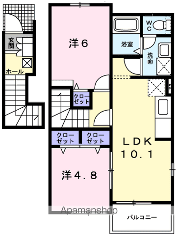 メゾン・ルミエールF(2LDK/2階)の間取り写真